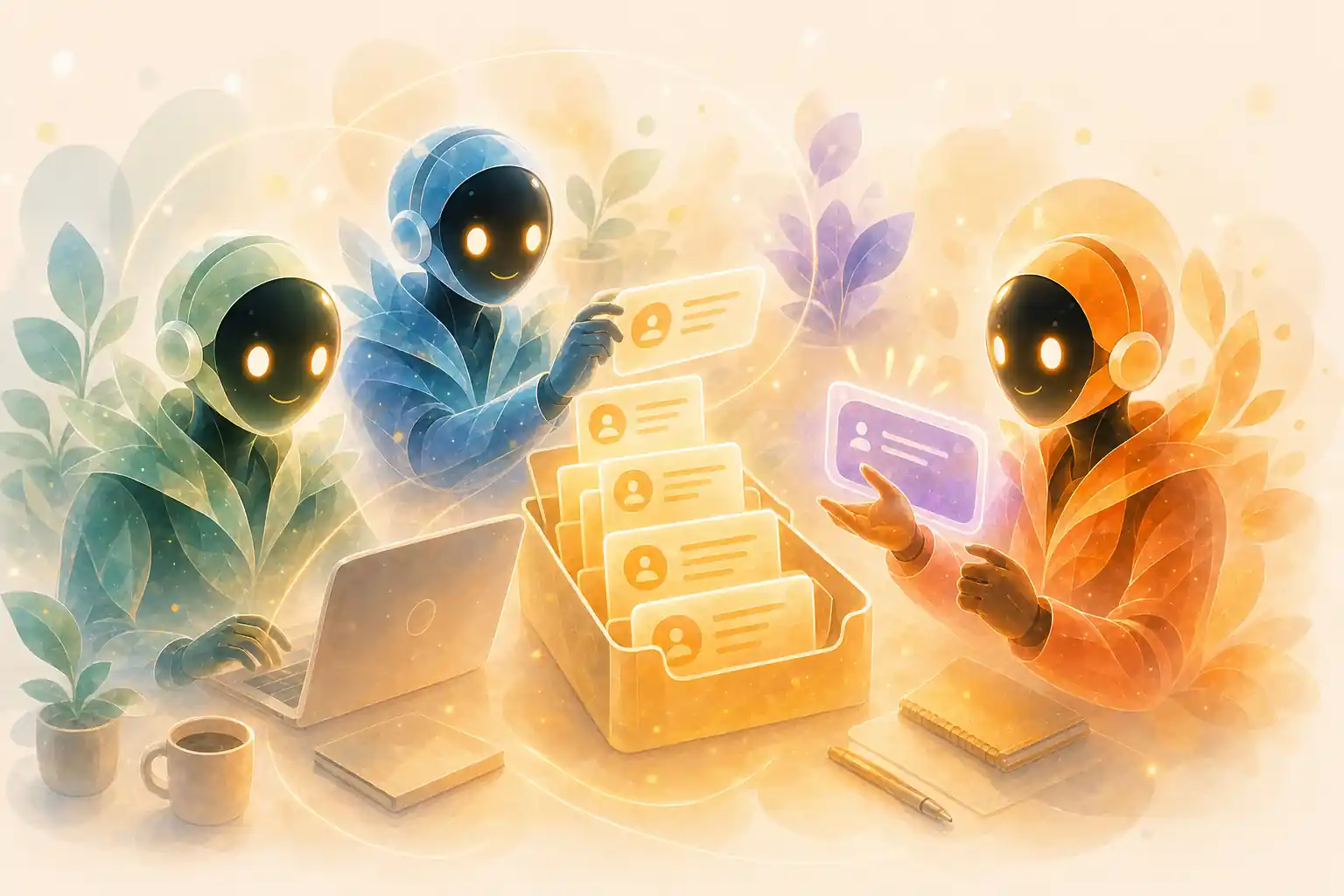 A friendly AI agent assisting a customer with a human agent ready to step in.